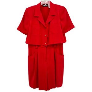 Vintage Sag Harbor Red Button Front Short Sleeve & Pleated Shorts ROMPER Size 16